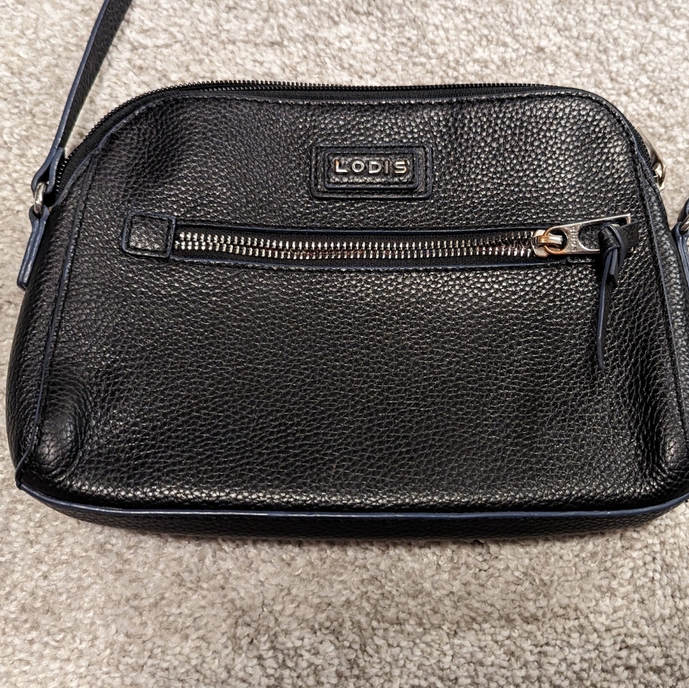 Lodis Charlotte crossbody leather small black purse
